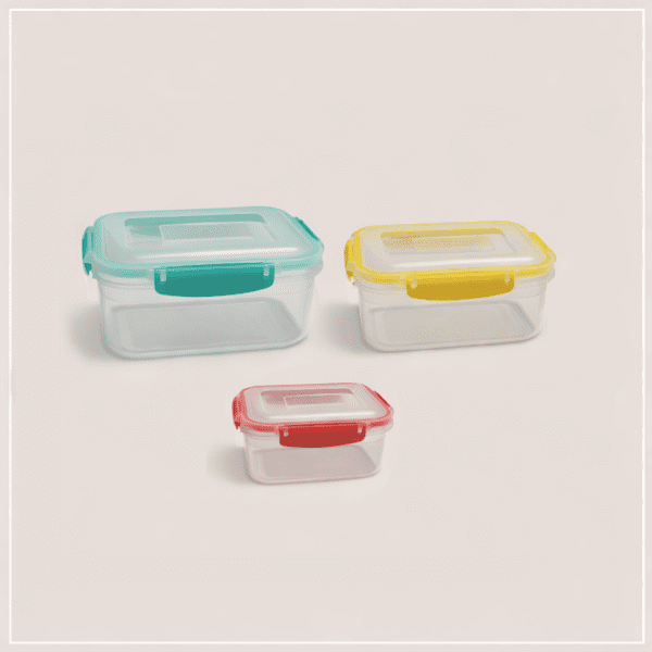 סט 3 קופסאות שקופות מכסה צבעוני דגם רוזה