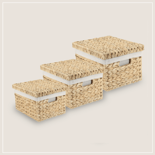 סט 3 קופסאות אחסון עם מכסה דגם מפל