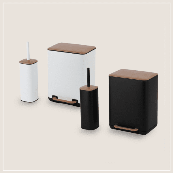 פח 6 ליטר+מברשת מכסה עץ דגם קומו