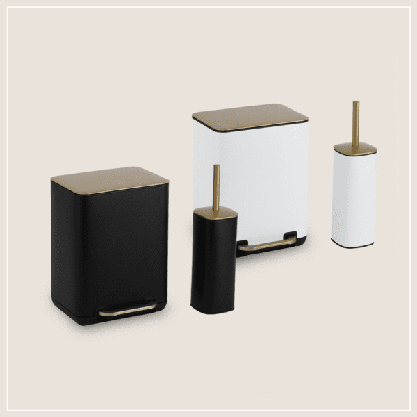 פח 6 ליטר+מברשת מכסה זהב דגם ויגו