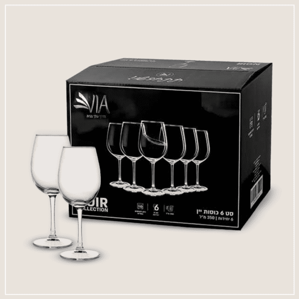 שישית כוסות יין 350 מ"ל דגם נואר