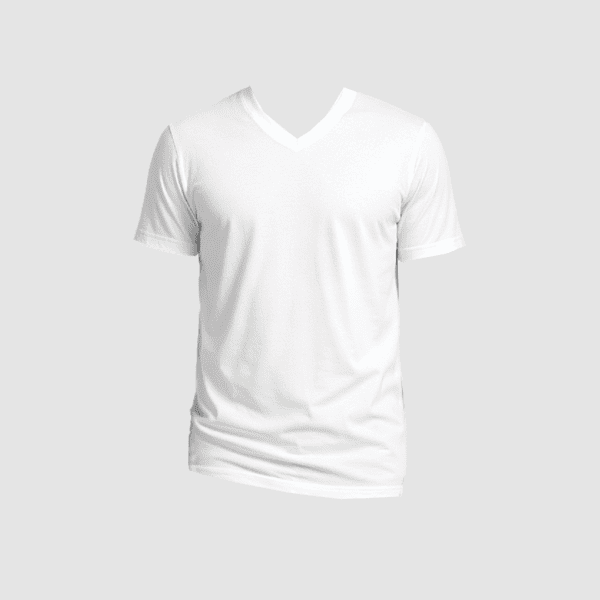 טישרט צווארון V לבן לגבר