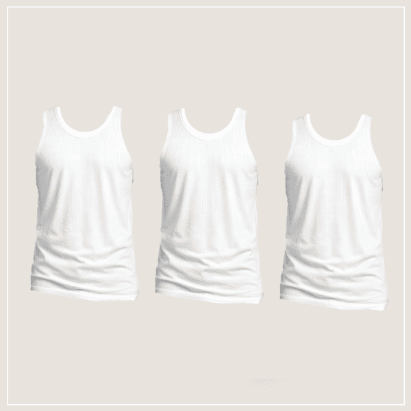 שלישיית גופיות פסים צבע לבן לגבר UM-051