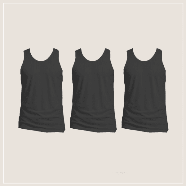 שלישיית גופיות פסים צבע שחור לגבר UM-052