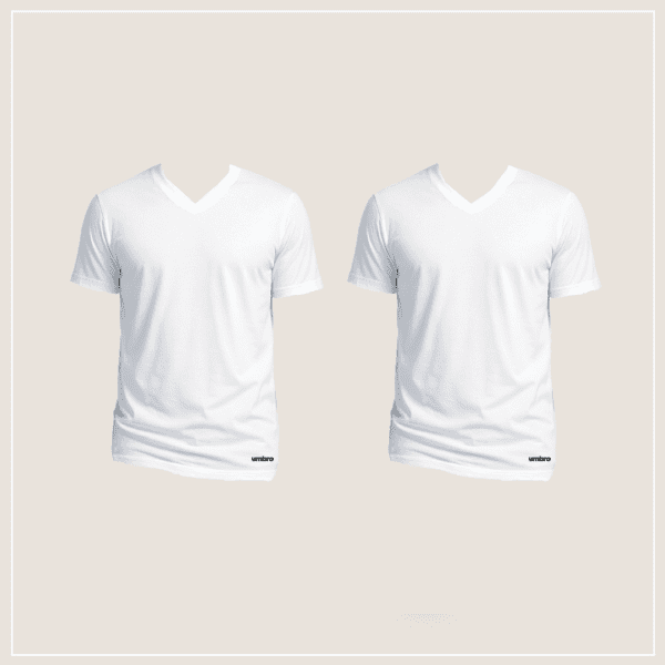 זוג טישרטים V צבע לבן לגבר UM-055