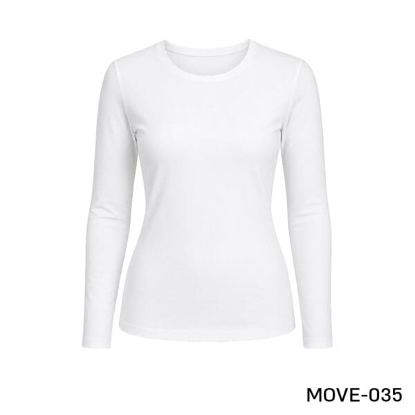 חולצת פלנל צווארון עגול לבן לנשים MOVE-035