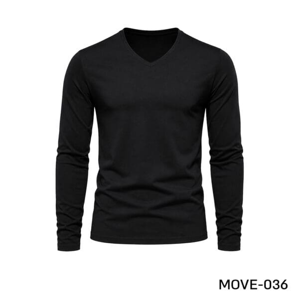 חולצת פלנל צווארון V שחור לגבר MOVE-036