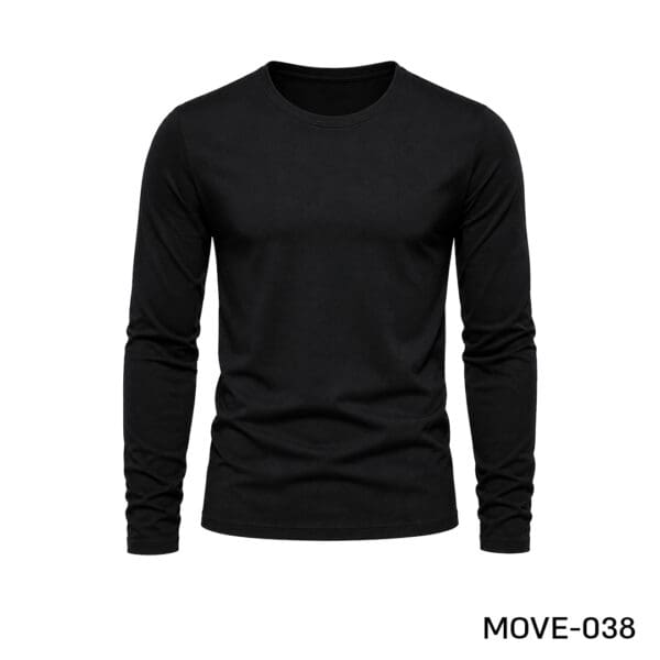חולצת פלנל צווארון עגול שחור לגבר MOVE-038